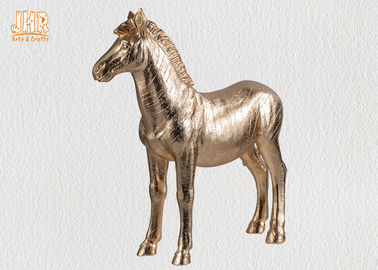 ديكور الذهب ورقة بوليريسين التماثيل الحيوانية الحصان النحت الجدول تمثال