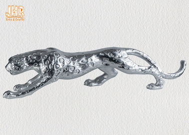 ديكور المنزل الفضة أوراق بوليريسين التماثيل الحيوانية الفيبرجلاس ليوبارد النحت